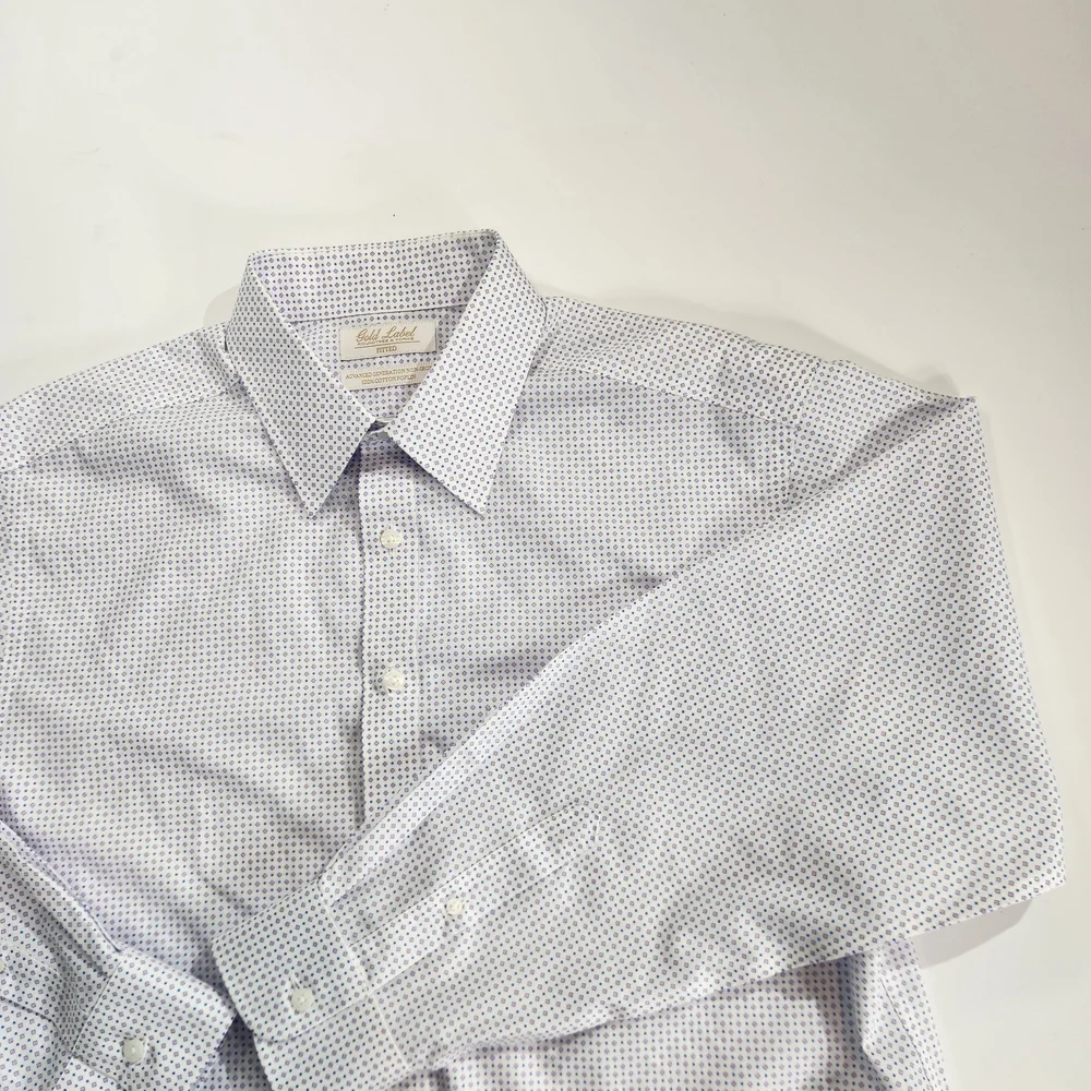 Roundtree & Yorke White and Blue Patterned Dress Shirt - Picture 7 of 13